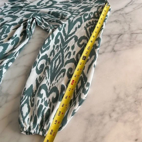 New Rachel Zoe Size XL Green White Dress Long Sleeve V-Neck Knee Length Tiered - Picture 10 of 11